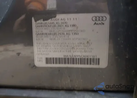 2012 Audi Q5 2.0T Premium из США, поврежденный, VIN WA1LFAFP5CA061181